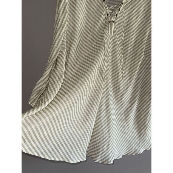 Catherines 3X Blouse Top Neutral Coastal Beige Beach Popover Tunic Lightweight - Picture 16 of 16